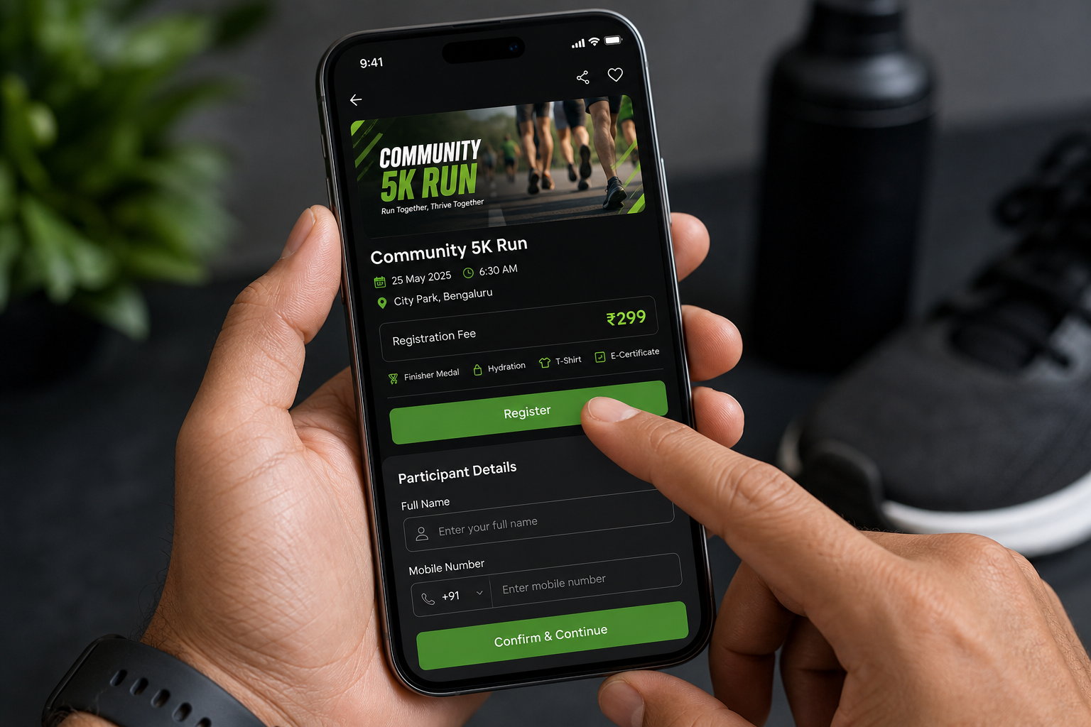 Participant booking view on a smartphone